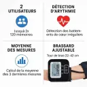 Tensiomètre électronique brassard adulte avec lecture d'arythmie.webp