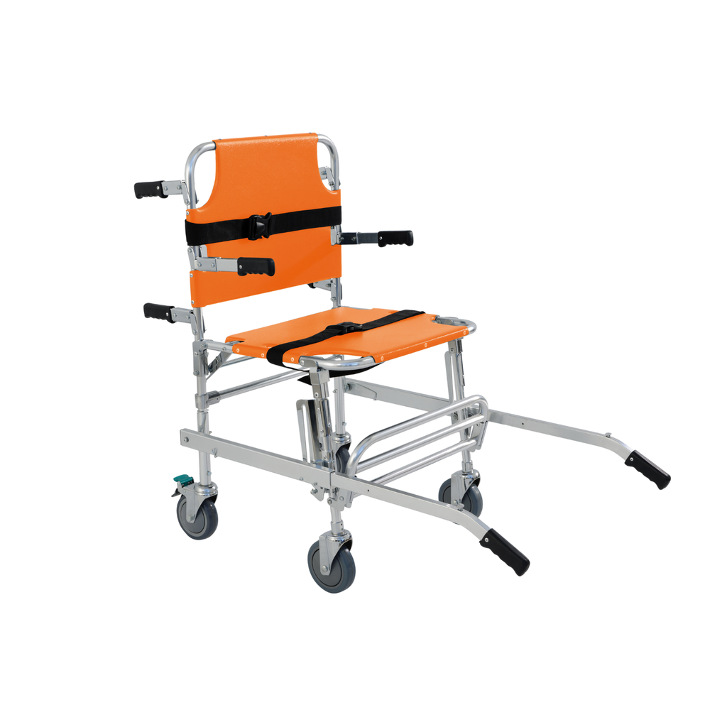 Chaise portoir 4 roues pour l'évacuation et le transport patient